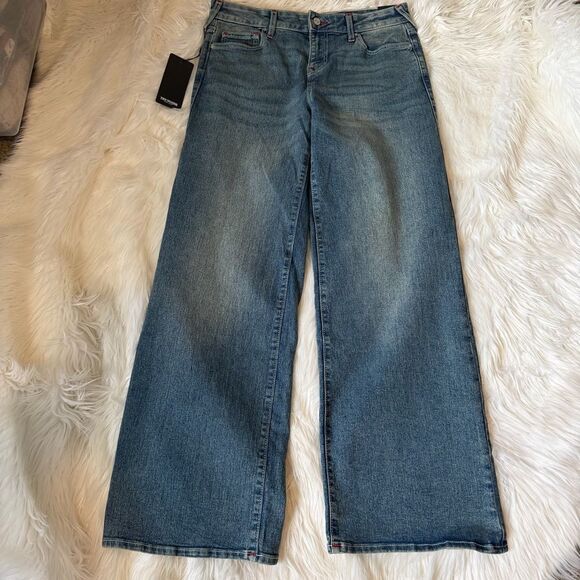 NWT True Religion Jeans Womens Bobbi Low Slung Baggy Blue Denim Stretch 28X32